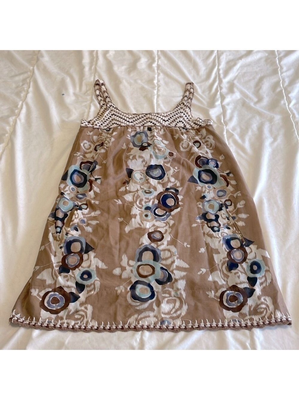 BCBG Max Azria Boho Festival Floral Lined Tank Mini Dress Size XXS